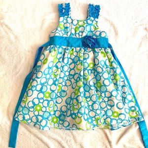 Green and blue circle girls dress